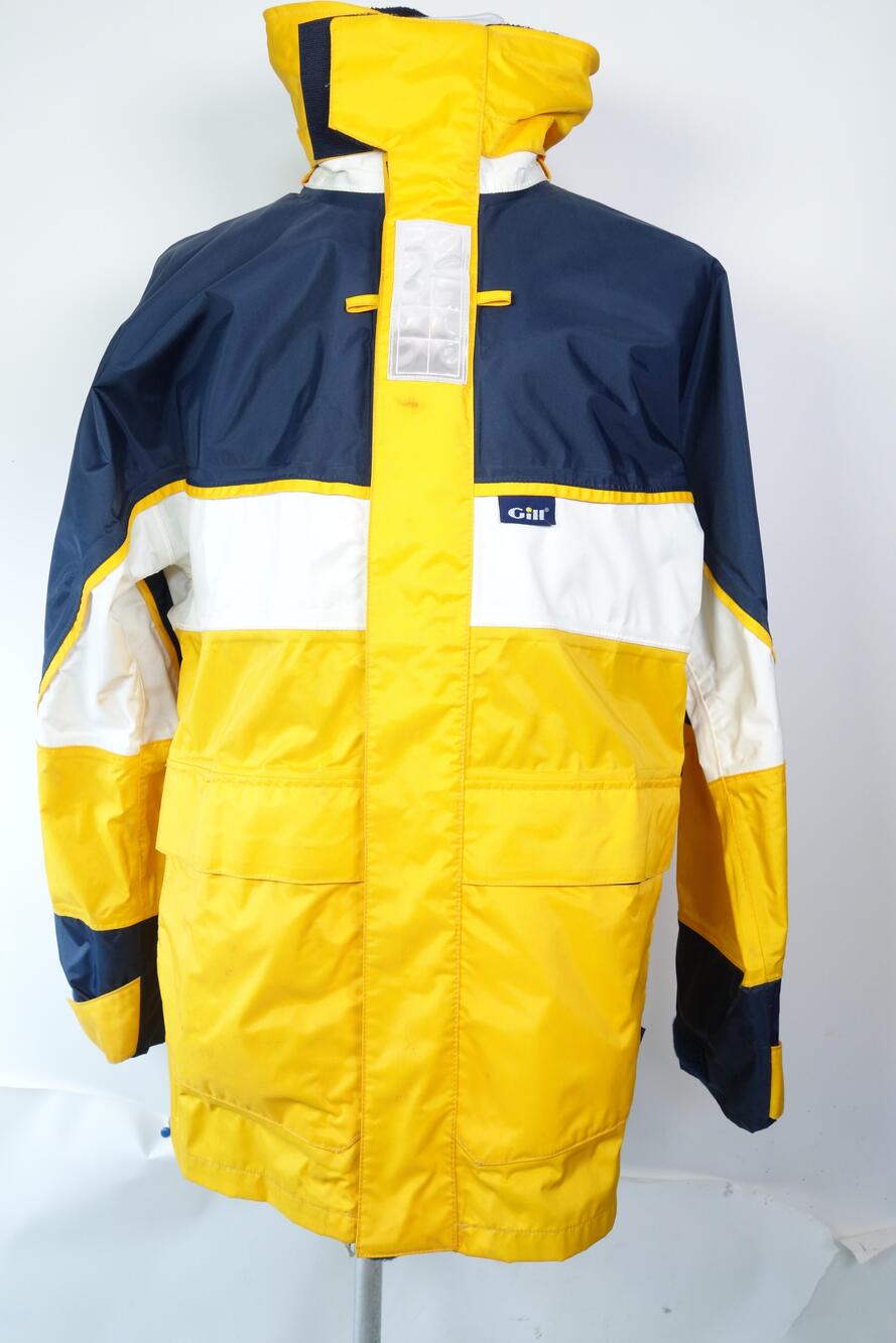 Gill Breathable Jacket Mens Medium Yellow Navy Sailing Waterproof Hooded Rain